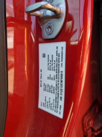 5YJ3E1EB7MF999819 - 2021 TESLA MODEL 3 RED photo 12