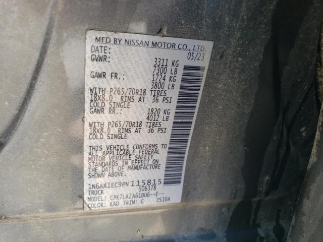 1N6AA1EC9PN115815 - 2023 NISSAN TITAN S GRAY photo 12