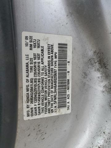 5FNRL3H46AB020697 - 2010 HONDA ODYSSEY EX SILVER photo 13