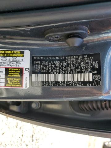 2T1BU4EE4CC839295 - 2012 TOYOTA COROLLA BASE GRAY photo 13