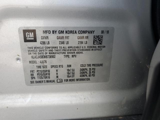 KL4CJASB3KB736902 - 2019 BUICK ENCORE PREFERRED ვერცხლისფერი ფოტო 13