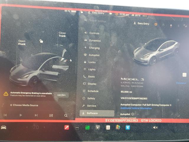 5YJ3E1EB6PF392363 - 2023 TESLA MODEL 3 Серый фото 9