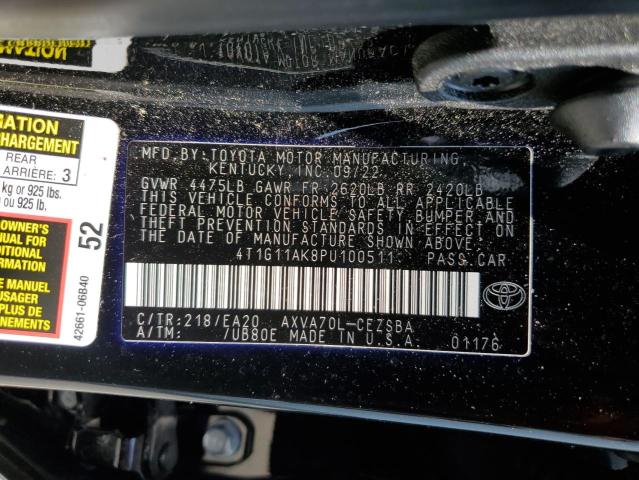 4T1G11AK8PU100511 - 2023 TOYOTA CAMRY SE NIGHT SHADE BLUE photo 12