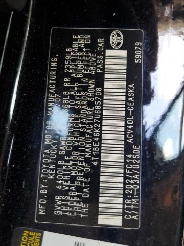 4T1BE46K27U685708 - 2007 TOYOTA CAMRY CE შავი ფოტო 12