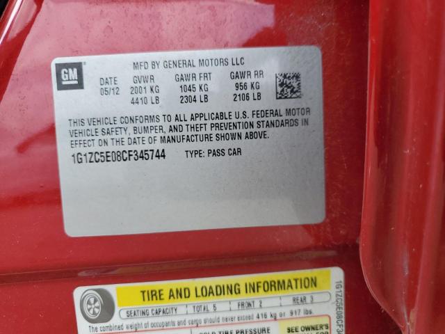 1G1ZC5E08CF345744 - 2012 CHEVROLET MALIBU 1LT 红色 照片 12