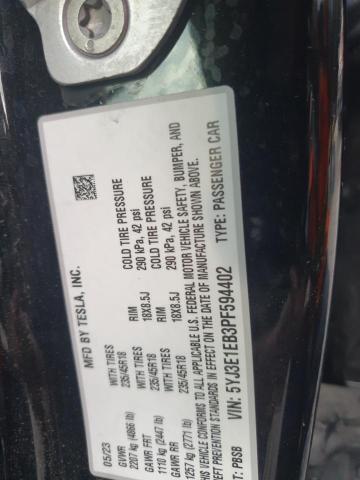 5YJ3E1EB3PF594402 - 2023 TESLA MODEL 3 黑色 照片 13