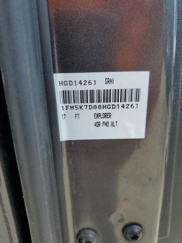 1FM5K7D88HGD14261 - 2017 FORD EXPLORER XLT 灰色 照片 12