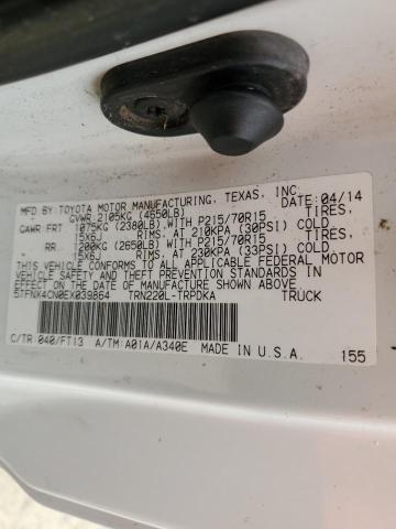 5TFNX4CN0EX039864 - 2014 TOYOTA TACOMA WHITE photo 12