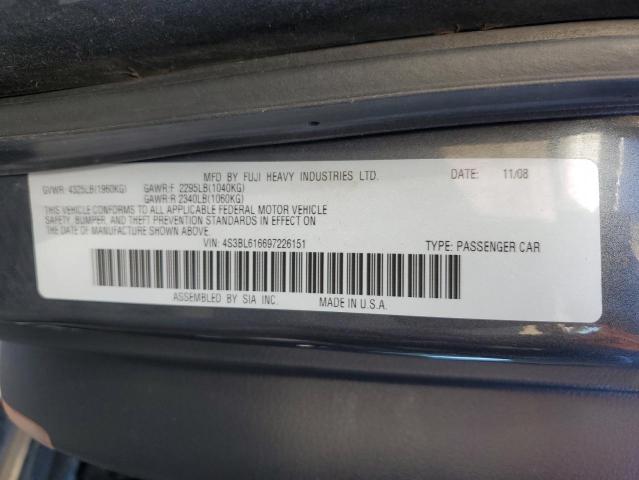 4S3BL616697226151 - 2009 SUBARU LEGACY 2.5I CHARCOAL photo 12