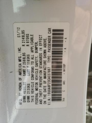 19UUA8F23CA037887 - 2012 ACURA TL WHITE photo 12