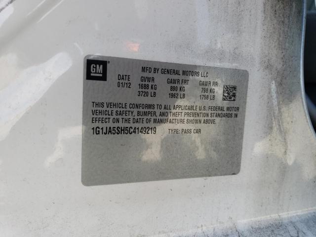 1G1JA5SH5C4149219 - 2012 CHEVROLET SONIC LS WHITE photo 12