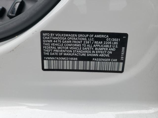 1VWMA7A30MC016586 - 2021 VOLKSWAGEN PASSAT R-LINE Ağ foto 12