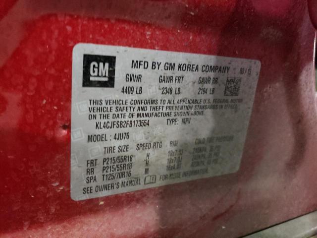 KL4CJFSB2FB173554 - 2015 BUICK ENCORE CONVENIENCE 红色 照片 12