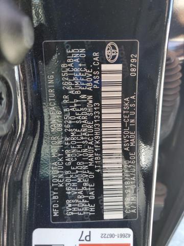 4T1BF1FK9HU313313 - 2017 TOYOTA CAMRY LE BLACK photo 12