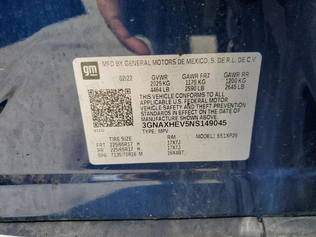 3GNAXHEV5NS149045 - 2022 CHEVROLET EQUINOX LS أزرق صورة 14