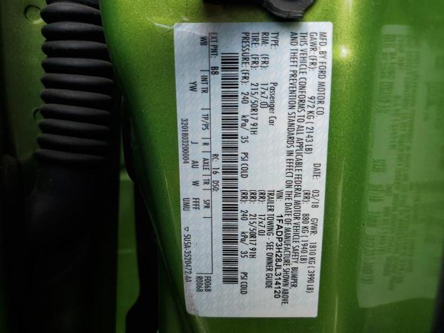 1FADP3H28JL314120 - 2018 FORD FOCUS SEL GREEN photo 13