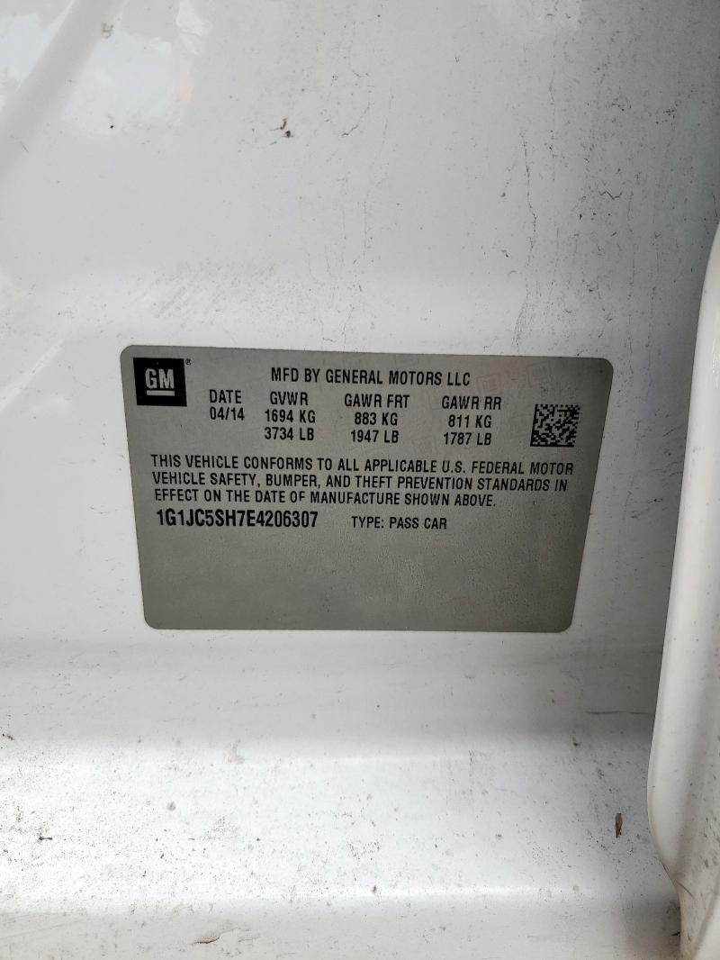 1G1JC5SH7E4206307 - 2014 CHEVROLET SONIC LT WHITE photo 12