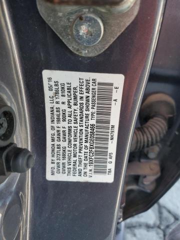 19XFC2F8XGE058466 - 2016 HONDA CIVIC EX ნაცრისფერი ფოტო 12