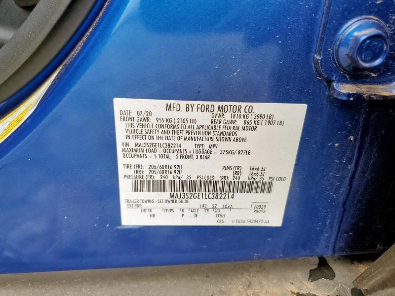 MAJ3S2GE1LC382214 - 2020 FORD ECOSPORT SE أزرق صورة 13