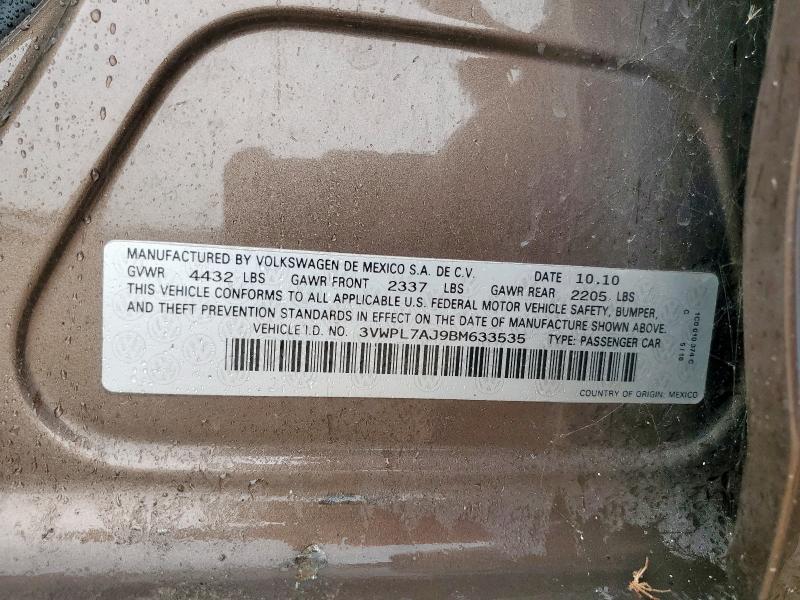 3VWPL7AJ9BM633535 - 2011 VOLKSWAGEN JETTA TDI 棕色 照片 12