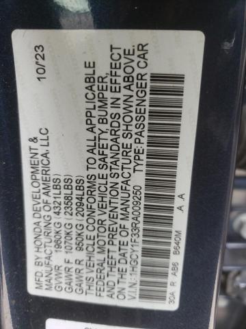 1HGCY1F33RA009250 - 2024 HONDA ACCORD EX BLUE photo 12