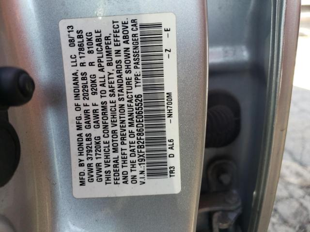 19XFB2F86DE065526 - 2013 HONDA CIVIC EX SILVER photo 12