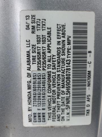 5FNRL5H69DB078143 - 2013 HONDA ODYSSEY EXL SILVER photo 14