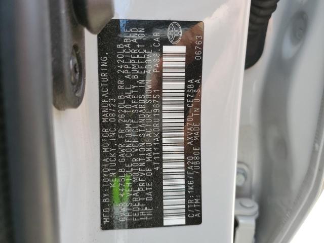 4T1T11AK0RU196751 - 2024 TOYOTA CAMRY SE NIGHT SHADE WHITE photo 13