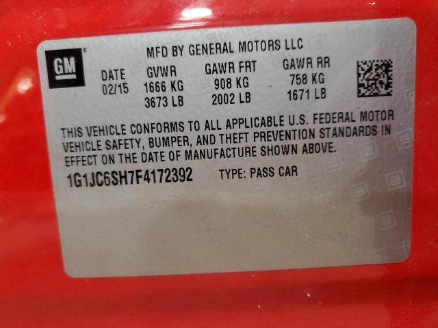 1G1JC6SH7F4172392 - 2015 CHEVROLET SONIC LT RED photo 12