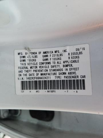 1HGCR2F86HA024211 - 2017 HONDA ACCORD EXL WHITE photo 13