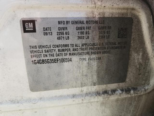 1G4GB5G35EF106594 - 2014 BUICK LACROSSE WHITE photo 12