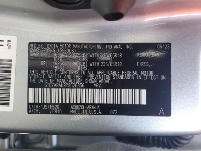 5TDZARAH9PS526356 - 2023 TOYOTA HIGHLANDER HYBRID LE SILVER photo 14