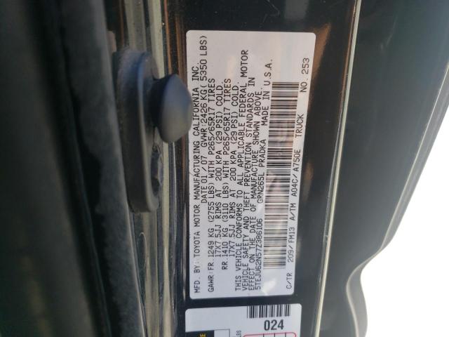 5TEJU62N57Z386106 - 2007 TOYOTA TACOMA DOUBLE CAB PRERUNNER BLACK photo 12