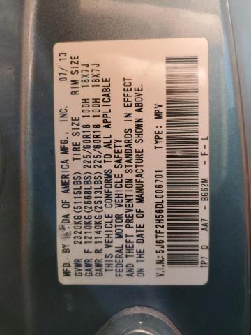 5J6TF2H56DL006701 - 2013 HONDA CROSSTOUR EXL ლურჯი ფოტო 12