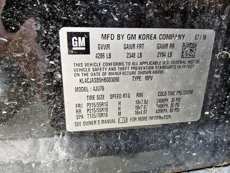 KL4CJASB6HB003090 - 2017 BUICK ENCORE PREFERRED BLACK photo 12