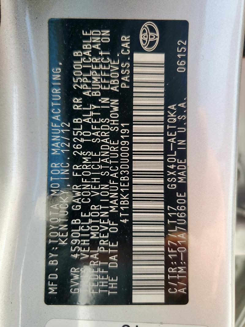 4T1BK1EB3DU009191 - 2013 TOYOTA AVALON BASE Сріблястий фото 14