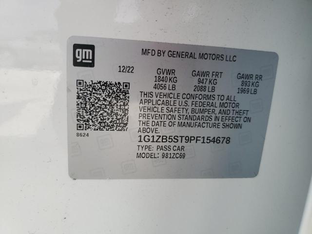 1G1ZB5ST9PF154678 - 2023 CHEVROLET MALIBU LS Weiß Foto 12