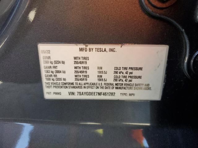 7SAYGDEE7NF461282 - 2022 TESLA MODEL Y Gri fotoğraf 14