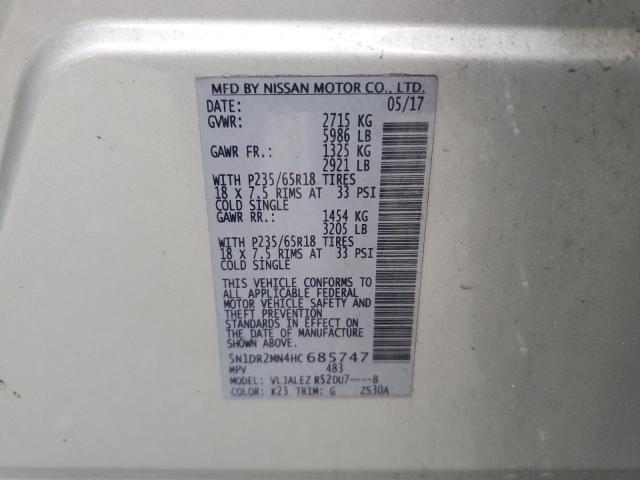 5N1DR2MN4HC685747 - 2017 NISS PATHFINDER S Արծաթագույն լուսանկար 13