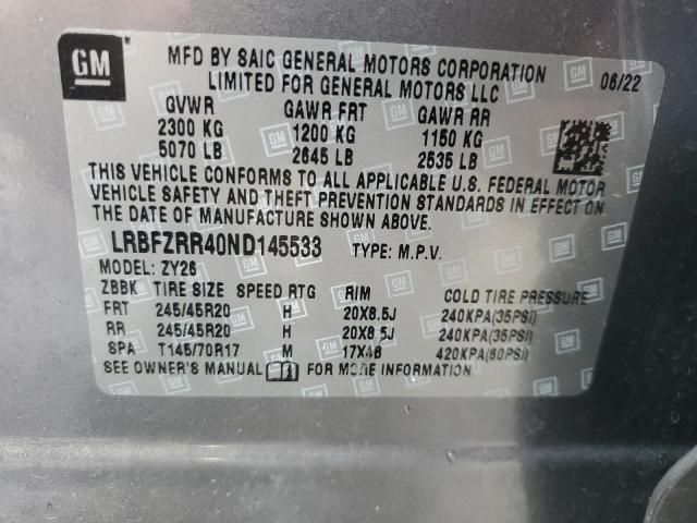 LRBFZRR40ND145533 - 2022 BUICK ENVISION AVENIR GRAY photo 13