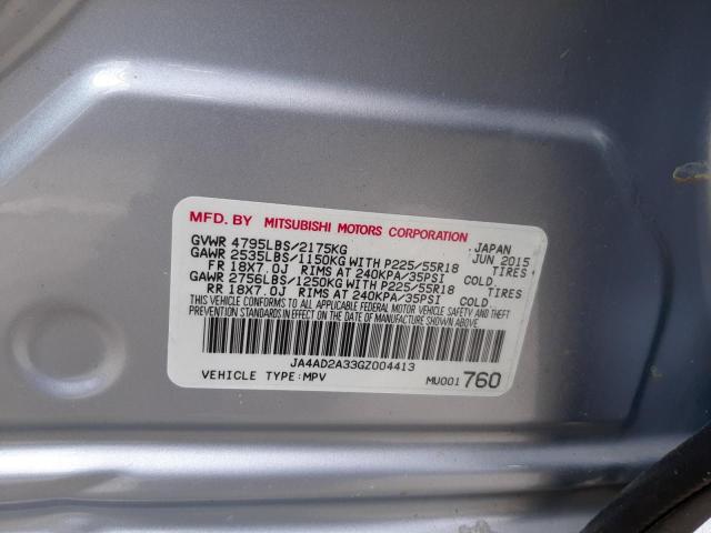 JA4AD2A33GZ004413 - 2016 MITSUBISHI OUTLANDER ES SILVER photo 14