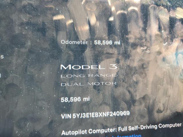 5YJ3E1EBXNF240969 - 2022 TESLA MODEL 3 Ağ foto 9