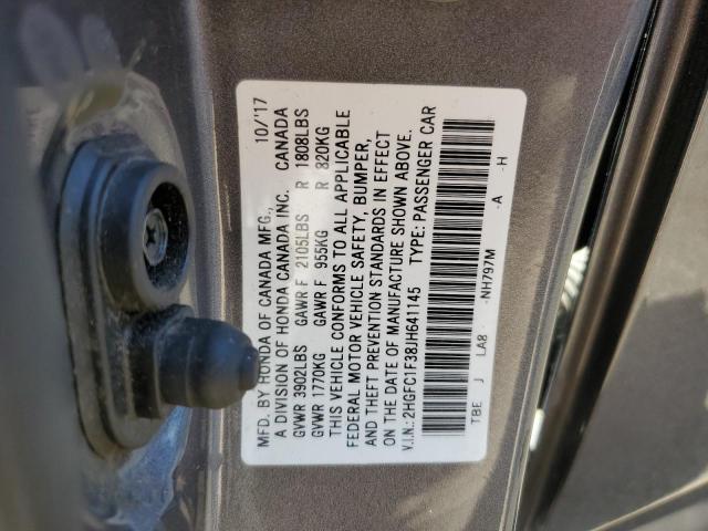 2HGFC1F38JH641145 - 2018 HONDA CIVIC EX 灰色 照片 12