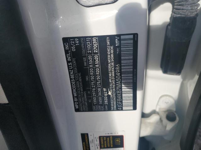 4JGFB4KB7MA504986 - 2021 MERCEDES-BENZ GLE 350 4MATIC WHITE photo 12