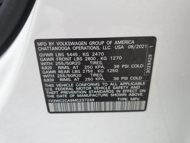 1V2WC2CA9MC237249 - 2021 VOLKSWAGEN ATLAS CROS SE 白色 照片 13