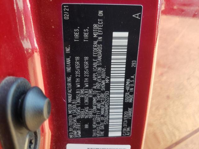 5TDGZRAH6MS522793 - 2021 TOYOTA HIGHLANDER XLE Qırmızı foto 13