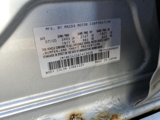 JM1BK343361413638 - 2006 MAZDA 3 HATCHBACK SILVER photo 12