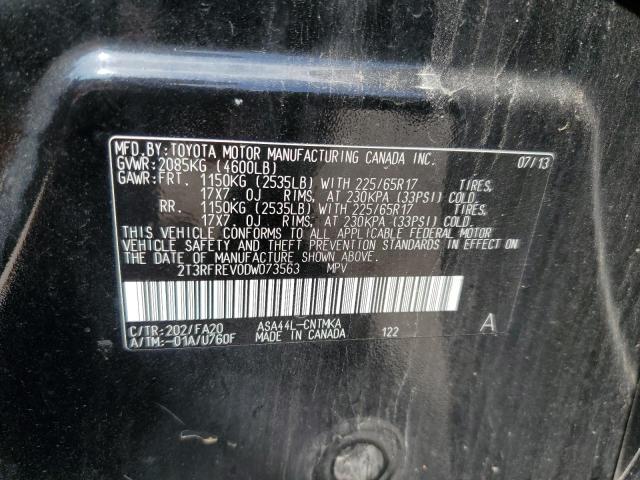 2T3RFREV0DW073563 - 2013 TOYOTA RAV4 XLE BLACK photo 13