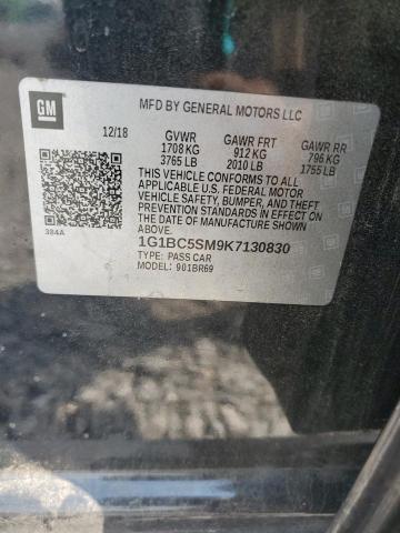 1G1BC5SM9K7130830 - 2019 CHEVROLET CRUZE LS შავი ფოტო 12