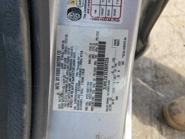 3LNHL2JCXCR809326 - 2012 LINCOLN MKZ SILVER photo 12